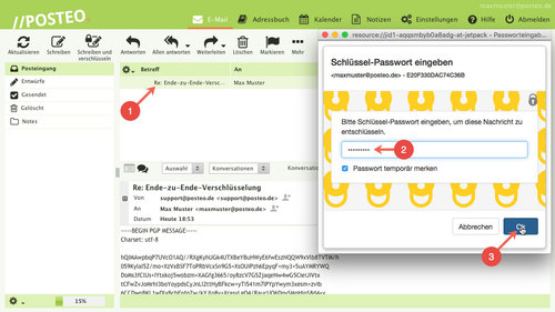 OpenPGP verschlüsselte E-Mail im Posteo-Webmailer entschlüsseln