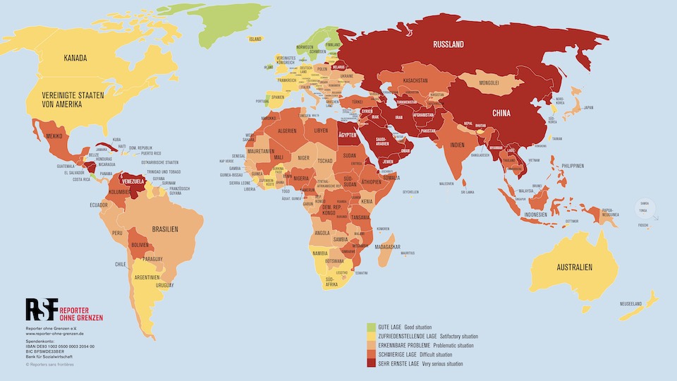 Carte mondiale de la liberté de la presse