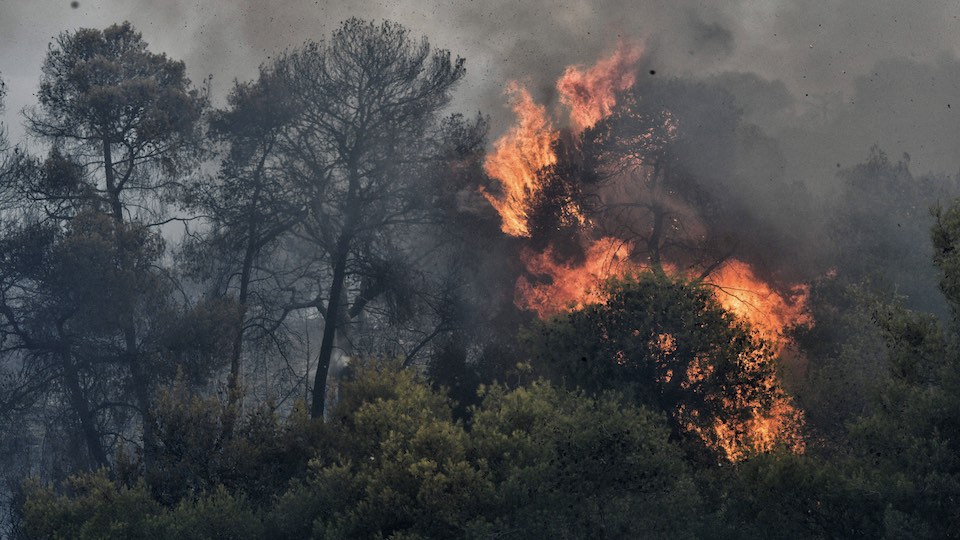 Großfeuer in der Gemeinde Katakali, Griechenland, im August 2022