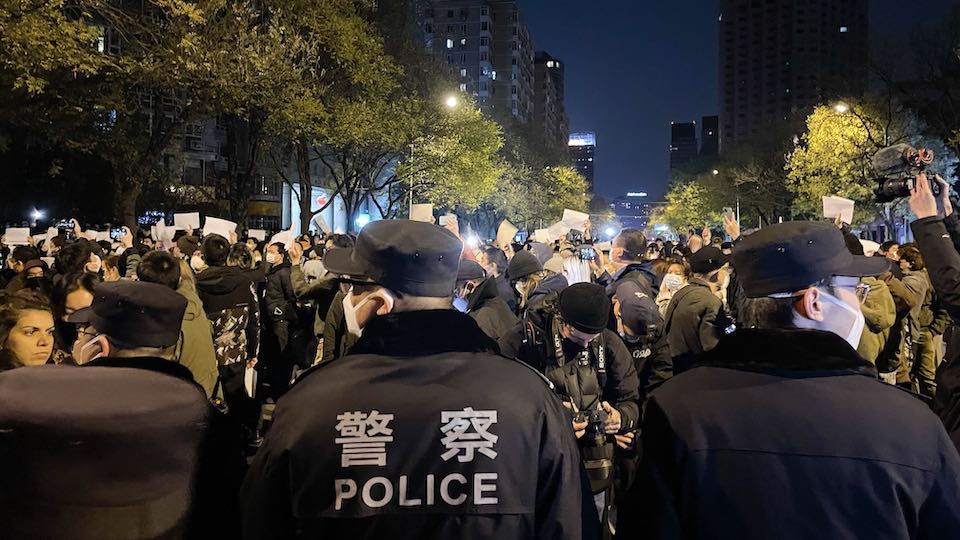 Polizeiaufgebot bei den Protesten im November