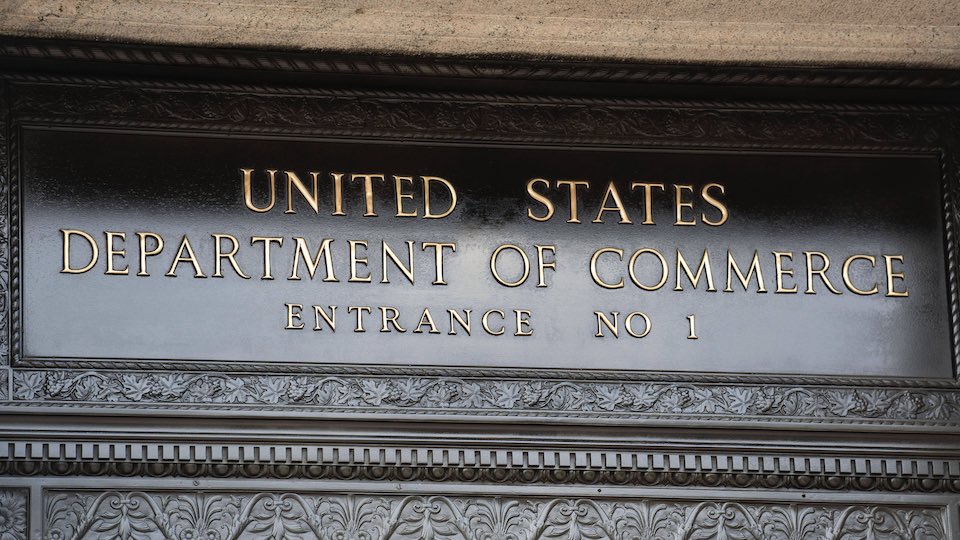 Schild am Eingang des US-Handelsministeriums