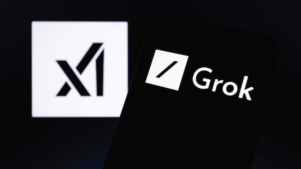 The logos of Grok and xAI