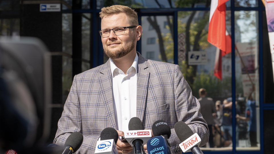 Michał Woś gives a press conference