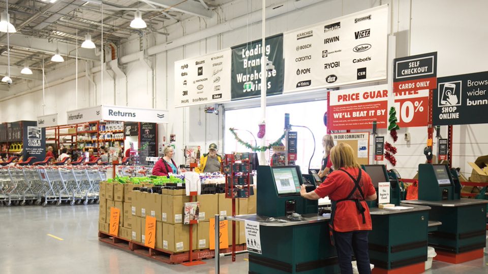 Checkout area in a Bunnings store